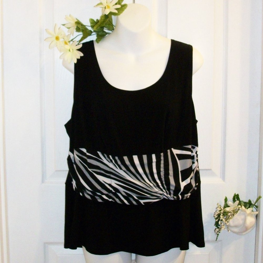 PERCEPTIONS 16W Sleeveless Black Stretch Tank Top
